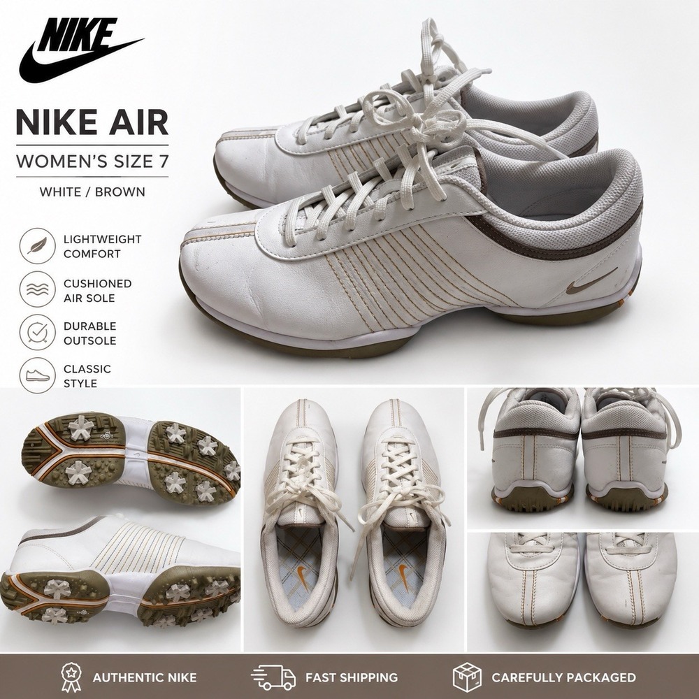 Nike Golf Athletic Shoes Women's Sz 6.5 EU 37.5  White Leather Lace Up